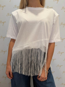 T-SHIRT BIANCA CON FRANGE MARYLEY
