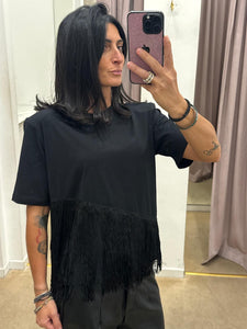 T-SHIRT NERA CON FRANGE MARYLEY