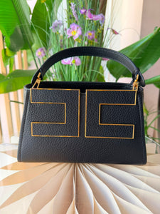 BORSA A MANO NERA CON LOGO ELISABETTA FRANCHI