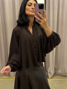 CAMICIA MOKA IN GEORGETTE LIUJO