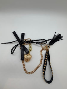 CHARM NERO CON CUORE INTARSIATO