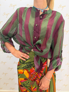 CAMICIA RIGA LARGA VERDE E VIOLA HAVEONE