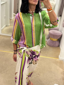 CAMICIA FANTASIA VIOLA E VERDE HAVEONE