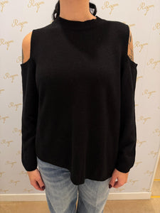 MAGLIA CUT-OUT NERA TENSIONE IN