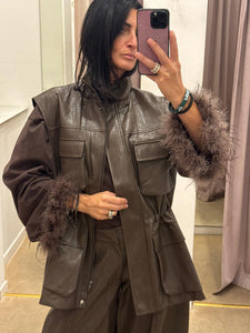 GILET IN ECO-PELLE FANGO ELEH