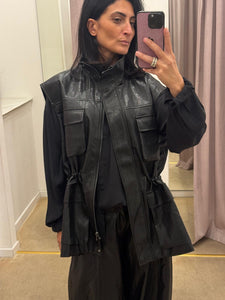 GILET IN ECO-PELLE NERO ELEH