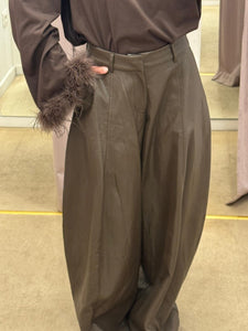 PANTALONE IN ECO-PELLE FANGO ELEH