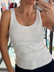 CANOTTA BIANCA CON SCRITTA LOGO STAMPATA GAELLE