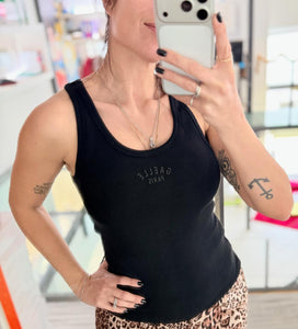 CANOTTA NERA CON SCRITTA LOGO STAMPATA GAELLE