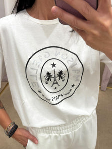 T-SHIRT BIANCA MEZZA MANICA CON LOGO STRASS GAELLE