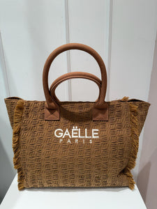 BORSA MAXI SHOPPER MOKA RICAMATA GAELLE