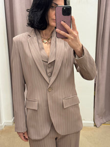 BLAZER MONOPETTO GESSATO FANGO IMPERIAL