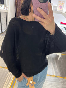 MAGLIA NERO TRAFORATA PLEASE