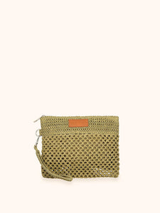 POCHETTE GREEN IN RAFIA MEFUI