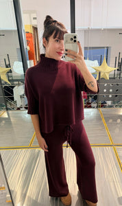 PANTALONE IN MAGLIA PRUGNA IMPERIAL