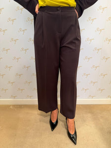 PANTALONE A PALAZZO DARK COFFEE CON PINCES IMPERIAL