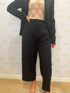 PANTALONE A PALAZZO NERO CON PINCES IMPERIAL