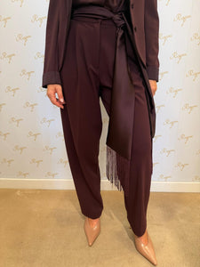PANTALONE PLUM NOIR A VITA ALTA CON FRANGE IMPERIAL