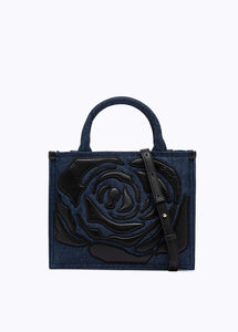 Borsa in denim con rosa