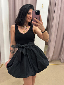 ABITO CORTO NERO IN TAFFETA' LIUJO