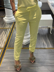 PANTALONE CANARINO A VITA ALTA CHIUSURA CON BOTTONE IMPERIAL