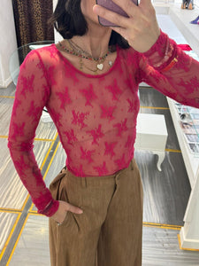 T-SHIRT IN PIZZO FUCSIA IMPERIAL