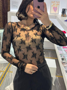 T-SHIRT IN PIZZO NERA IMPERIAL