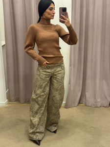 PANTALONE BOY BEIGE CON STAMPA GLITTER LIUJO