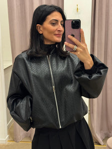 BOMBER NERO CON MANICA AMPIA IMPERIAL