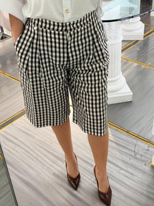 BERMUDA IN MISTO LINO A QUADRETTI LIUJO